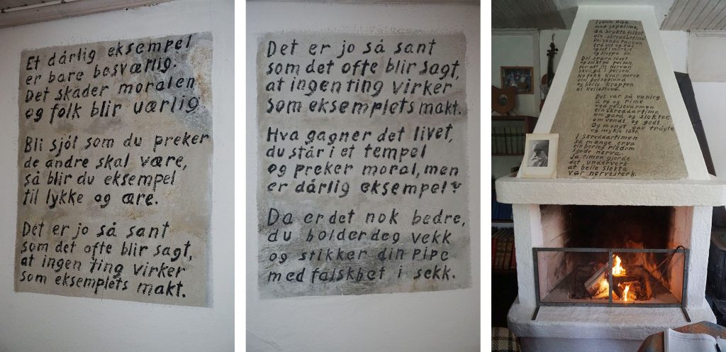 Visdomsord på veggene i Lilandhuset. Foto: Helene Tiller